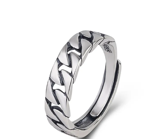 Adjustable Sterling Silver Chain Link Ring